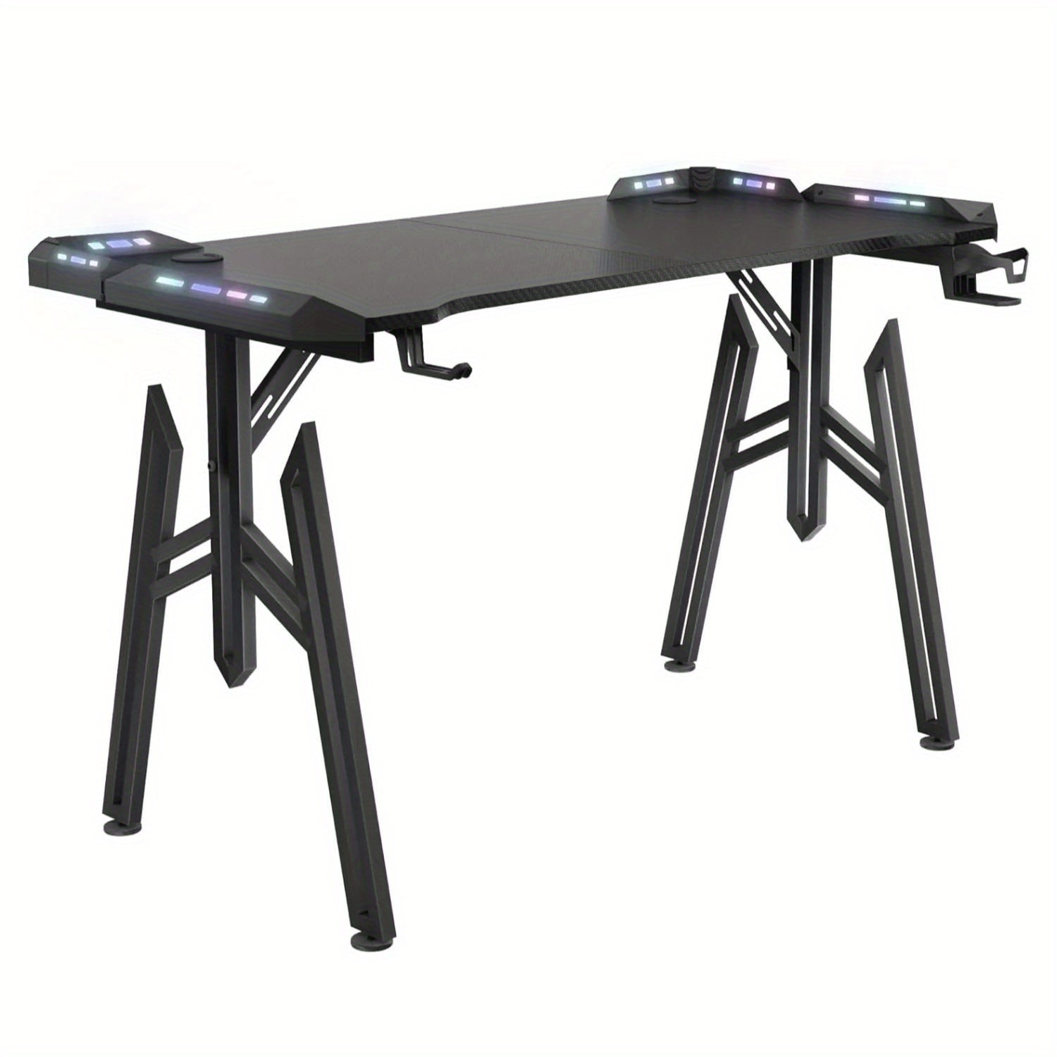 Mesa de juego de 160 x 60 cm con estructura en M, soporte para bebidas y gancho para auriculares, ergonómica, para PC, con capacidad de carga de hasta 100 kg, para oficina