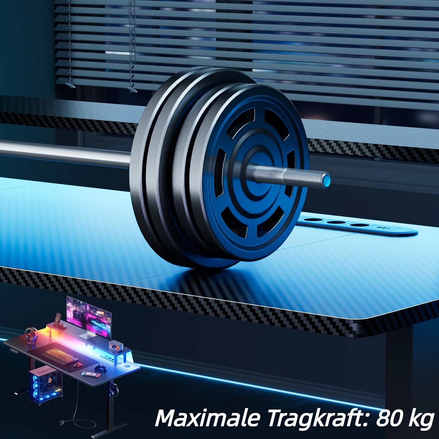 Height-Adjustable Desk with 3 Memory Smart And Power Outlet, New Standing-Sitting Electric Desk with LED Lights & Monitor Stand, Gaming Desk with Headphone Hook, Ideal for Home Office And Study Room, Black, 3 Sizes, Halloween