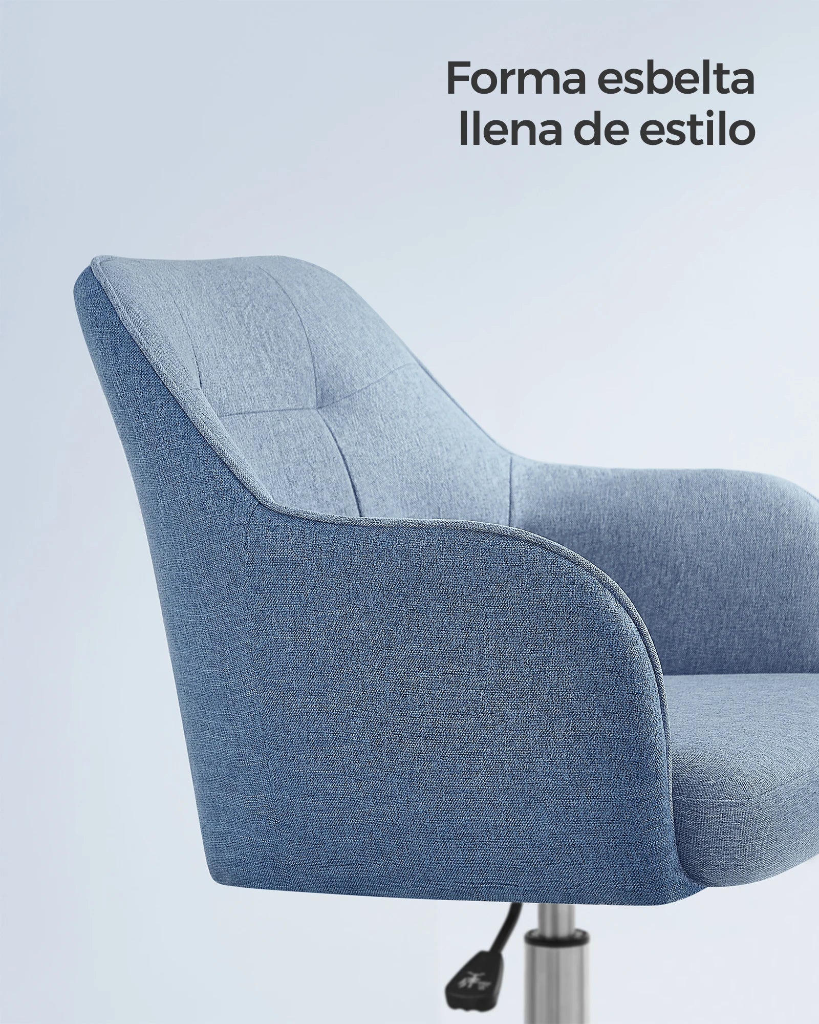 Silla de estudio SONGMICS, silla de oficina ergonómica con ajuste de altura, tela de algodón y lino transpirable, estructura de acero, soporta 110 kg, diseño moderno para oficina en casa y estudio, disponible en varios colores.