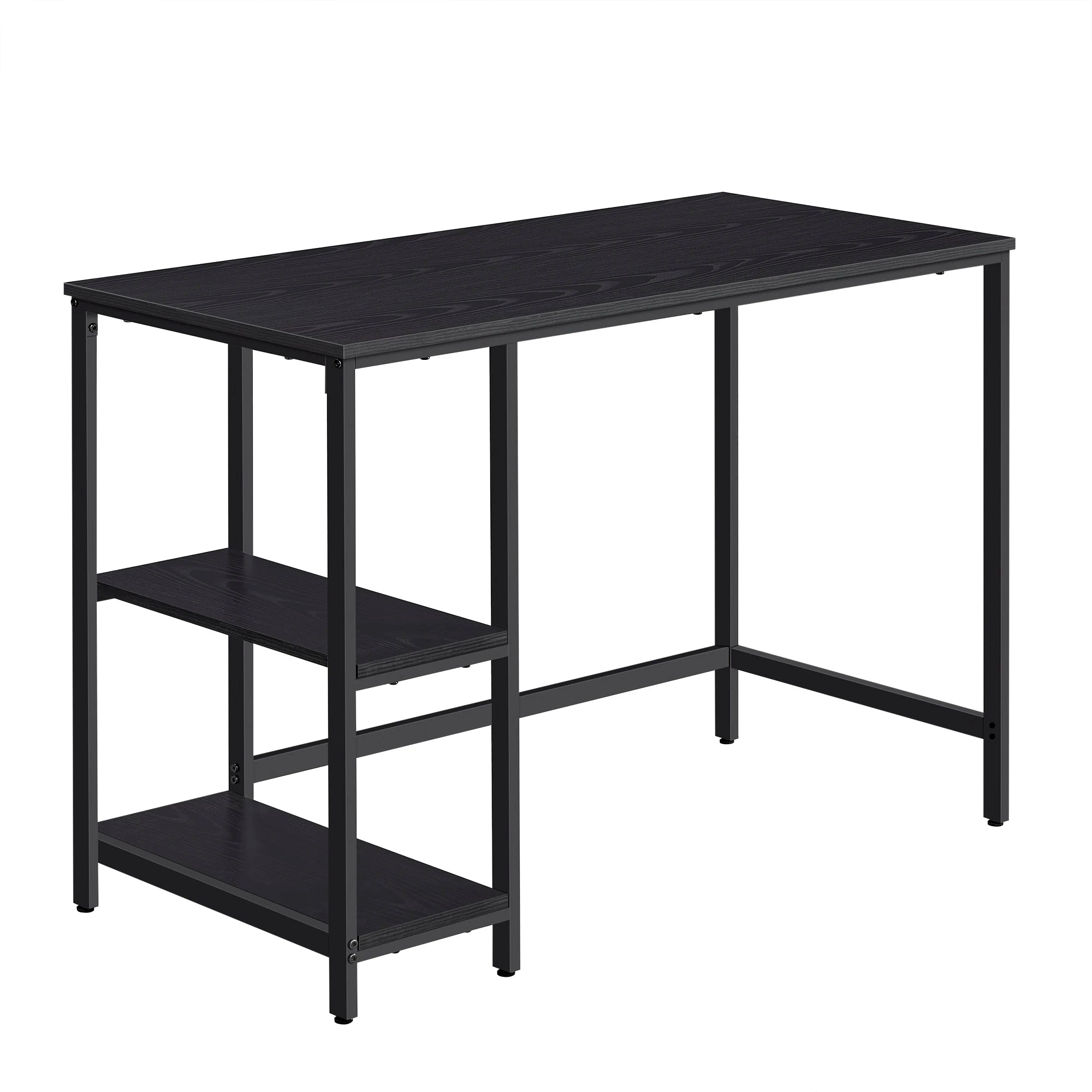 Escritorio VASAGLE con 2 estantes ajustables para oficina en casa, amplio espacio de trabajo de 50 x 100 cm, estructura de acero, marrón rústico y negro, fácil montaje, ideal para teletrabajo y juegos.