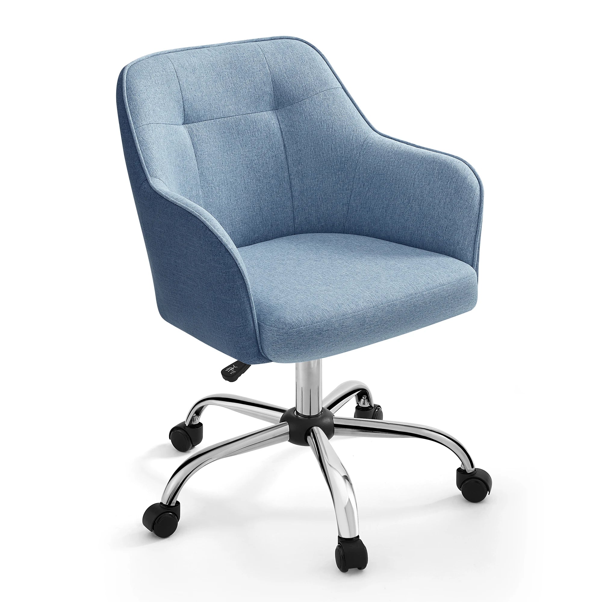 Silla de estudio SONGMICS, silla de oficina ergonómica con ajuste de altura, tela de algodón y lino transpirable, estructura de acero, soporta 110 kg, diseño moderno para oficina en casa y estudio, disponible en varios colores.