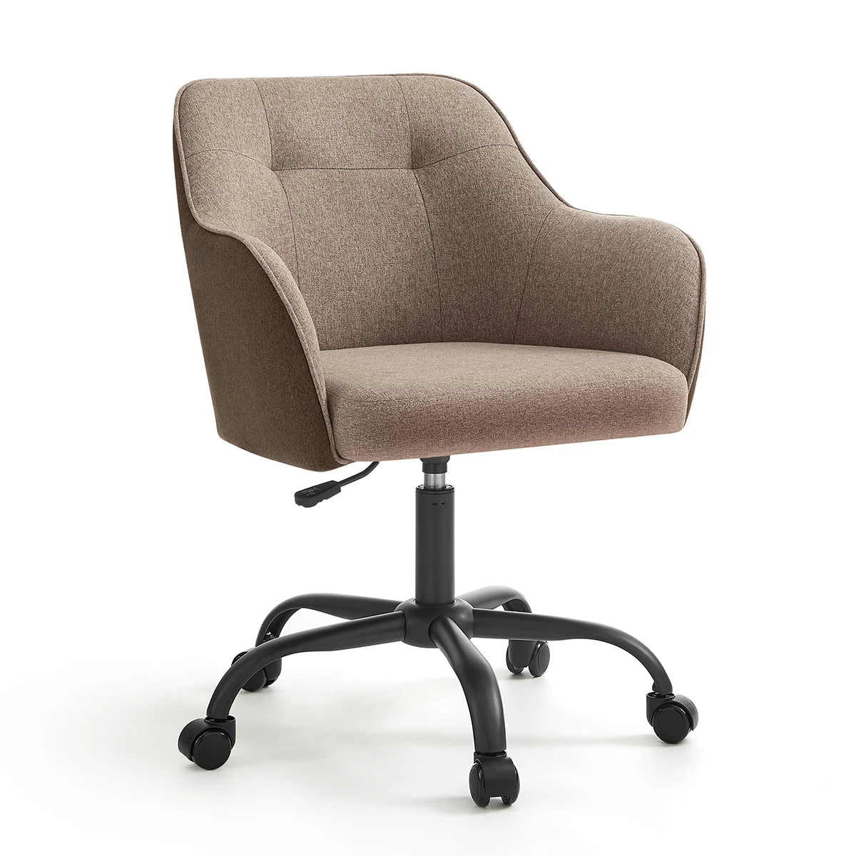 Silla de estudio SONGMICS, silla de oficina ergonómica con ajuste de altura, tela de algodón y lino transpirable, estructura de acero, soporta 110 kg, diseño moderno para oficina en casa y estudio, disponible en varios colores.