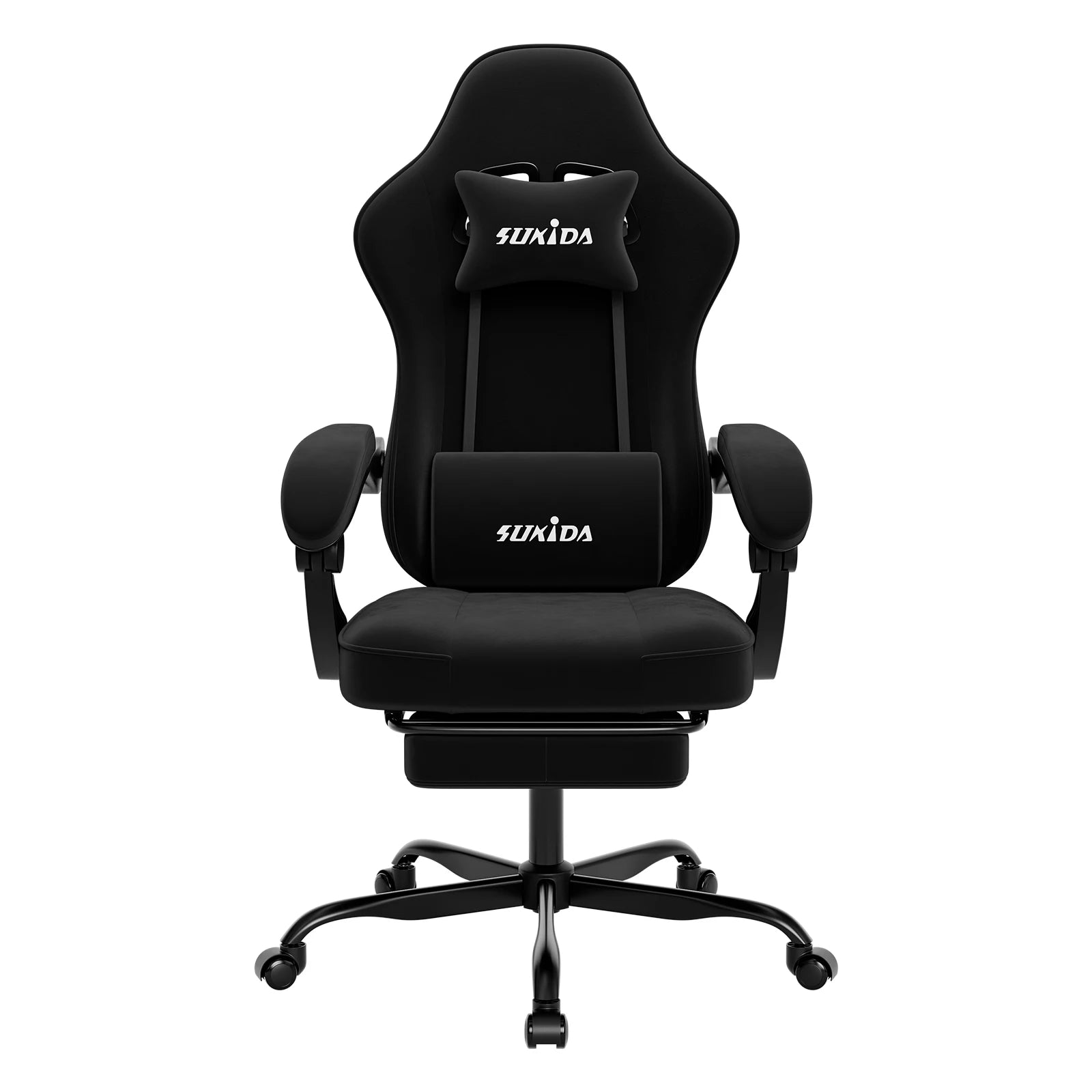 Silla gaming SUKIDA con reposapiés, diseño de carreras, silla de PC, silla ergonómica de oficina ajustable con soporte lumbar