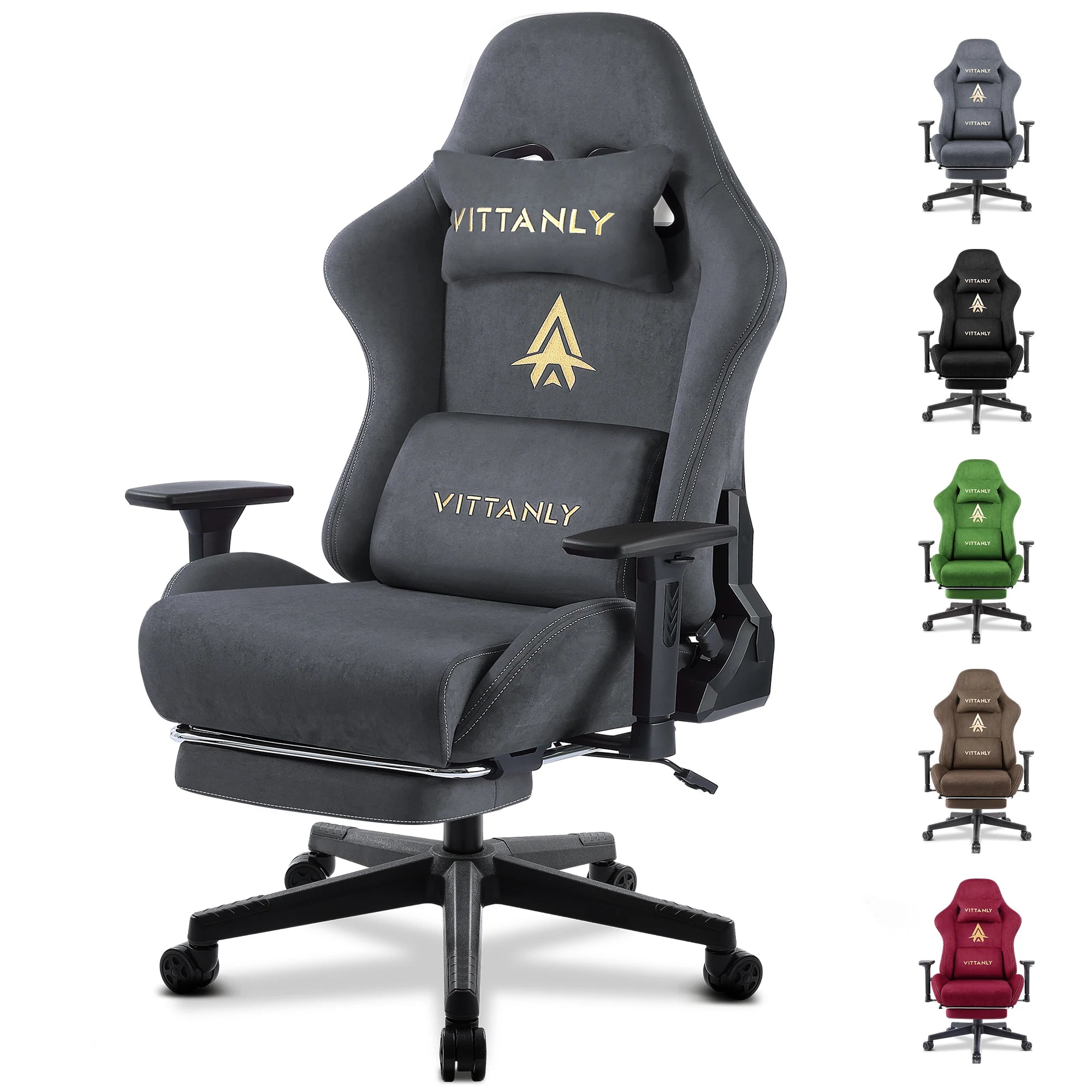 Silla gaming Kitinjoy de alta calidad con reposapiés ajustable en altura, cómoda silla de oficina unisex para ordenador.