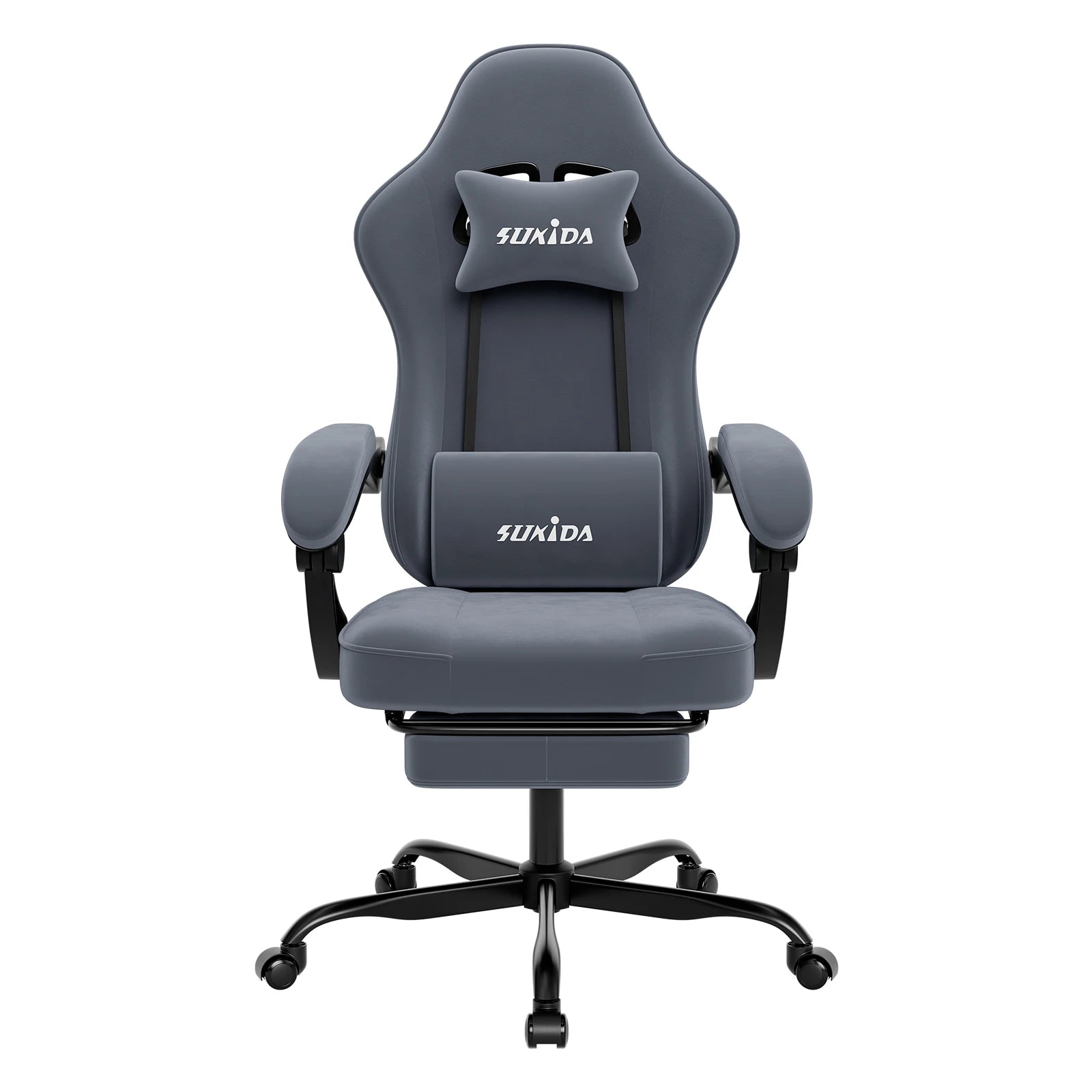 Silla gaming SUKIDA con reposapiés, diseño de carreras, silla de PC, silla ergonómica de oficina ajustable con soporte lumbar