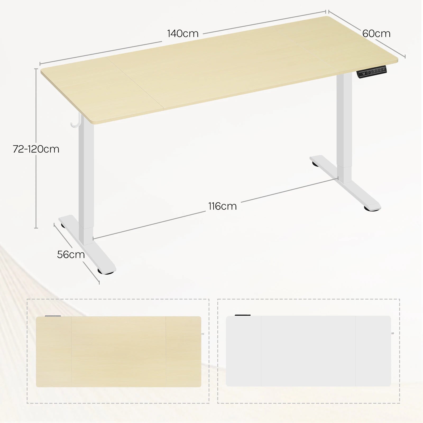 Escritorio eléctrico de pie WOLTU, escritorio de computadora de altura ajustable con puerto de carga USB, mesa de trabajo ergonómica con control de memoria