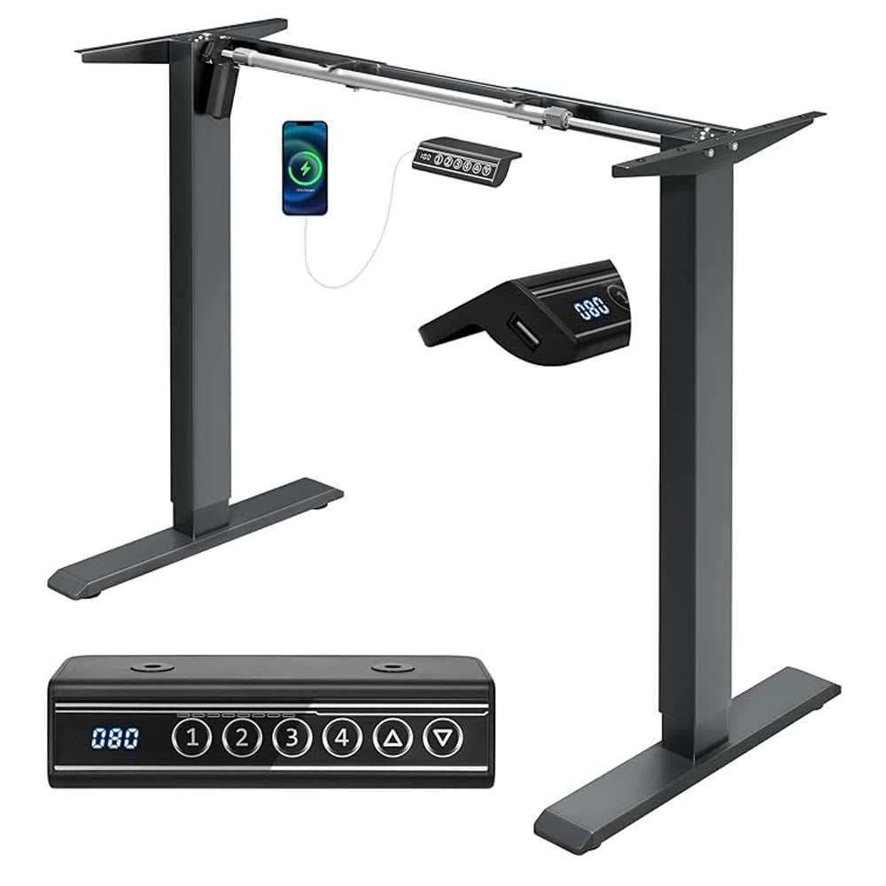 WOLTU Soporte de escritorio de altura ajustable con elevación eléctrica y puerto de carga USB, control de memoria para oficina en casa