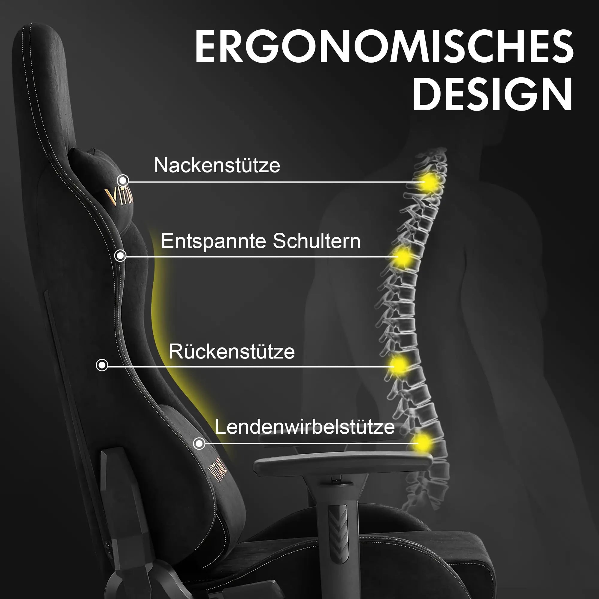 Silla gaming Kitinjoy de alta calidad con reposapiés ajustable en altura, cómoda silla de oficina unisex para ordenador.