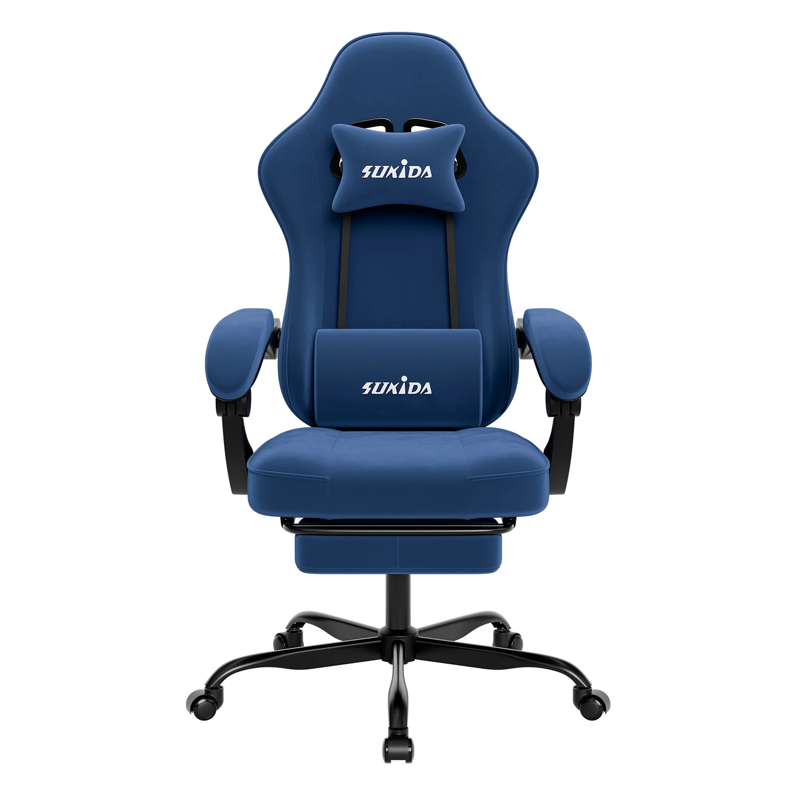 Silla gaming SUKIDA con reposapiés, diseño de carreras, silla de PC, silla ergonómica de oficina ajustable con soporte lumbar