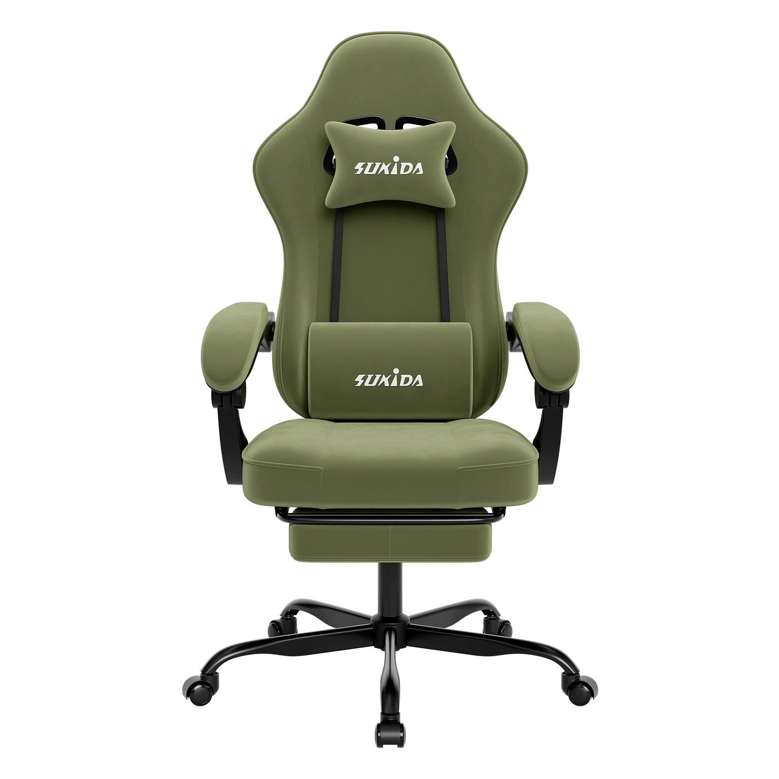Silla gaming SUKIDA con reposapiés, diseño de carreras, silla de PC, silla ergonómica de oficina ajustable con soporte lumbar