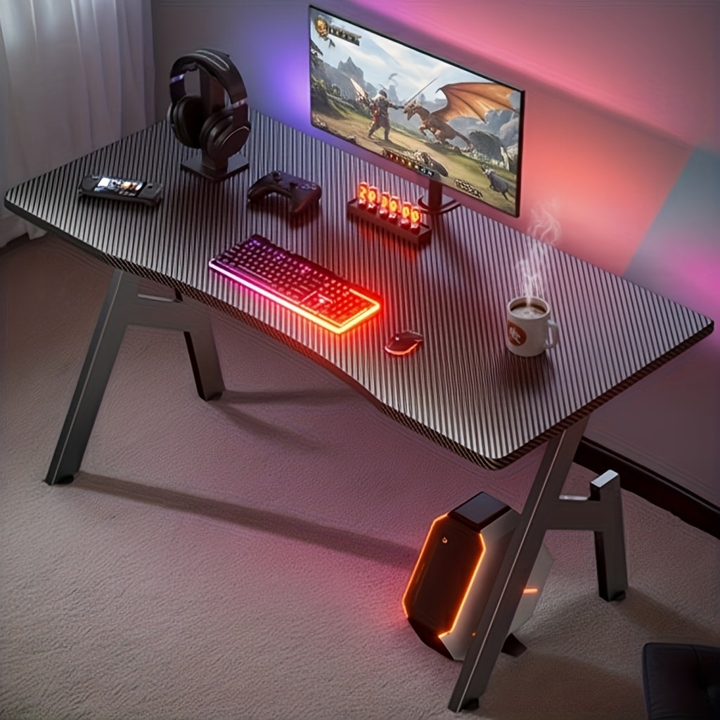 Office Tables Computer Workstations, A Shaped Computer Gaming Table, Office Desks Workstations with Carbon Fiber Surface, Sturdy PC Table for Gaming And Office, Black, 80/100cm, Furniture, Gift, Work From Home Setup, Gaming W
